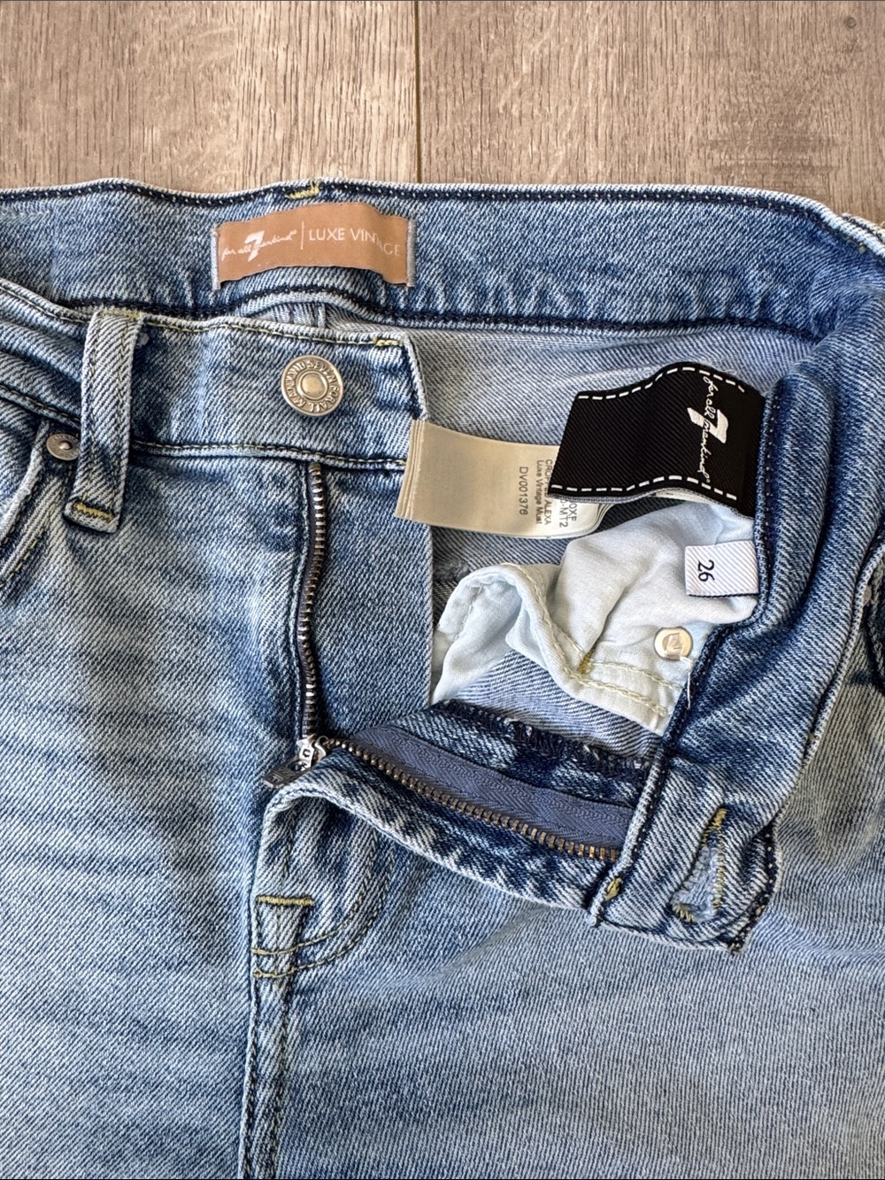 7 For All Mankind Cropped Alexa High Rise Straight Leg Jeans Sz 26 Luxe Vintage - Picture 4 of 8